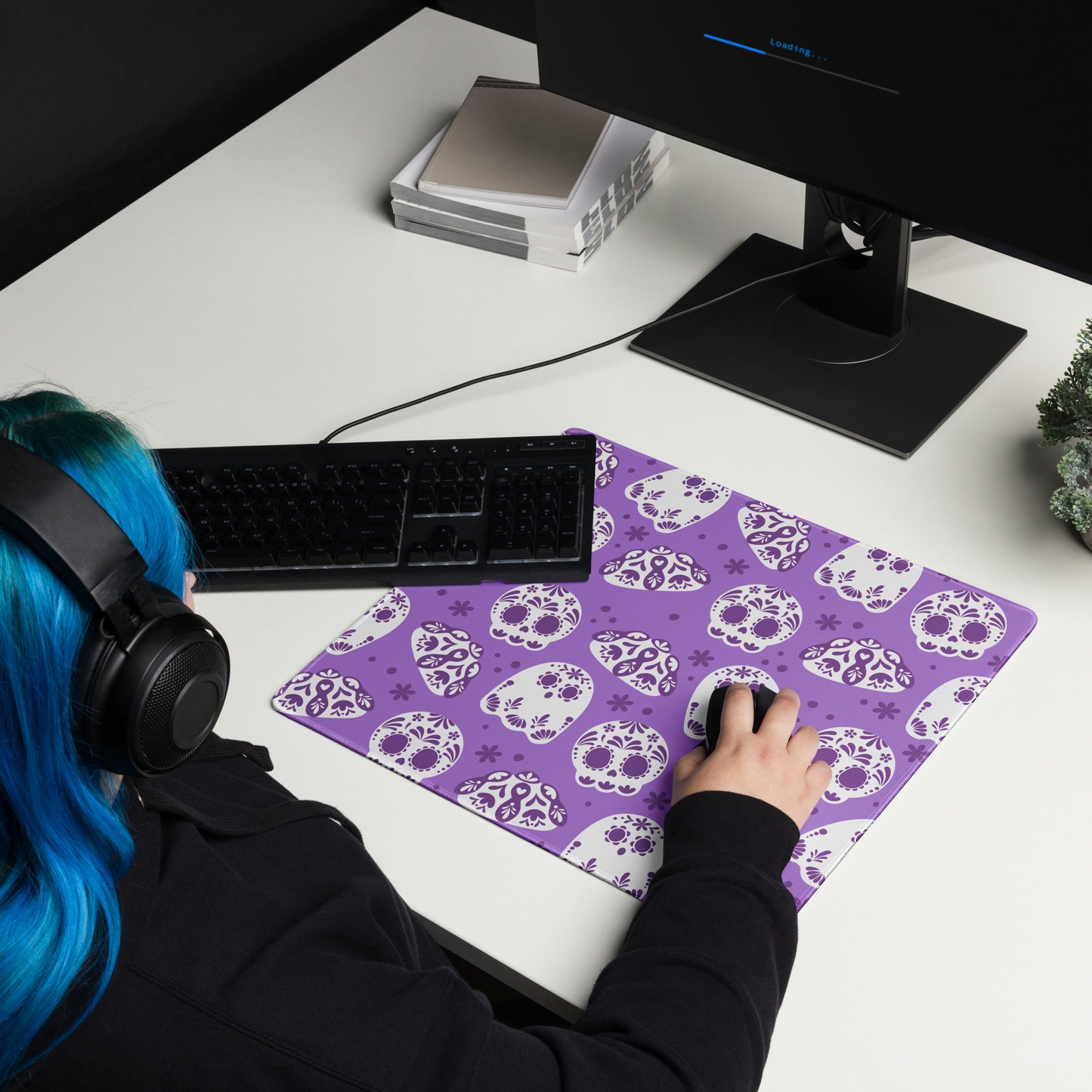 Day of the Dead Purple Desk Mat