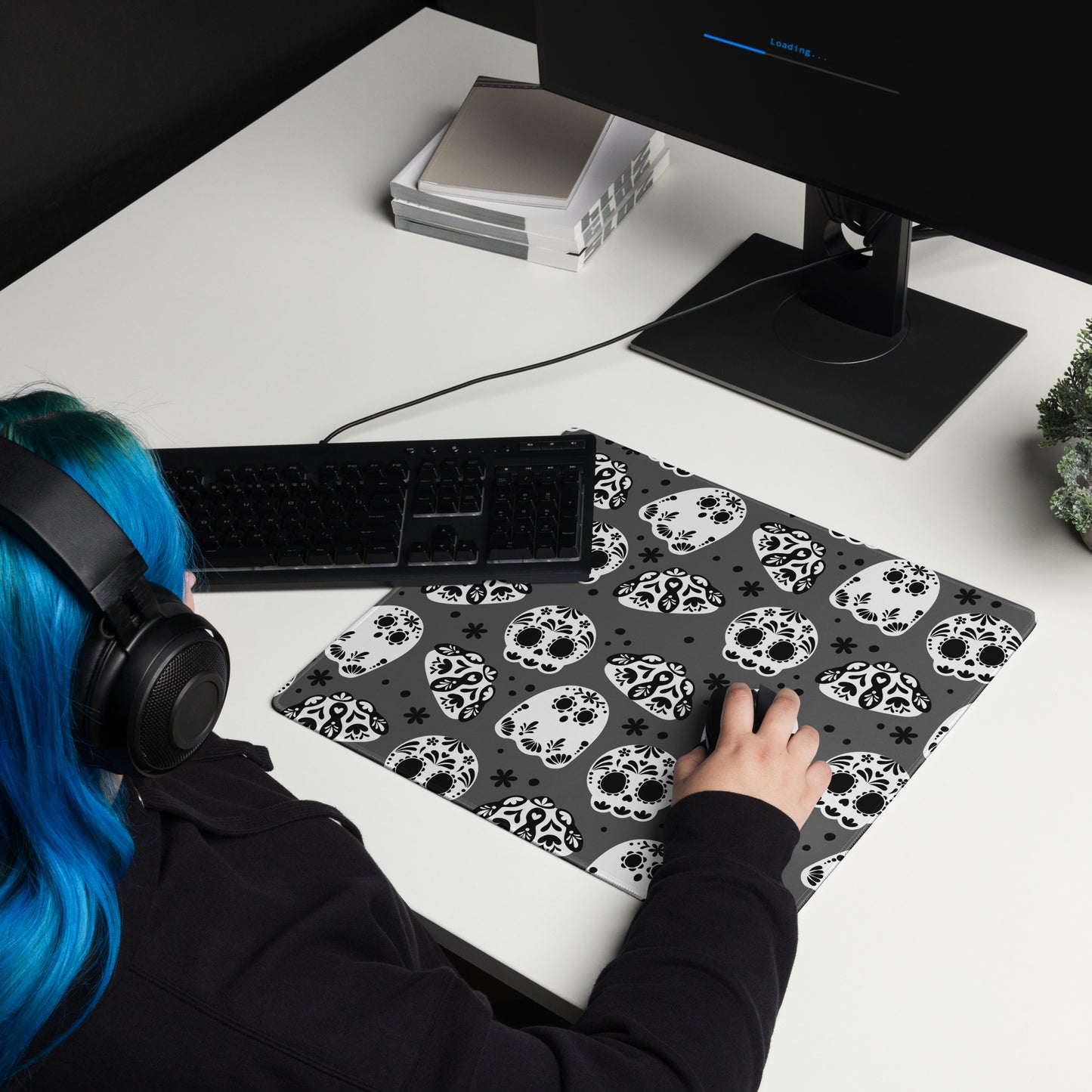 Day of the Dead Black Desk Mat
