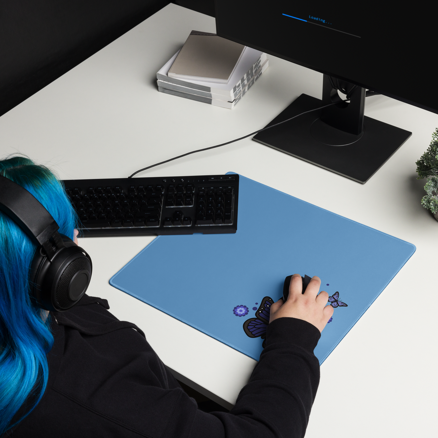 Blue Butterfly Desk Mat