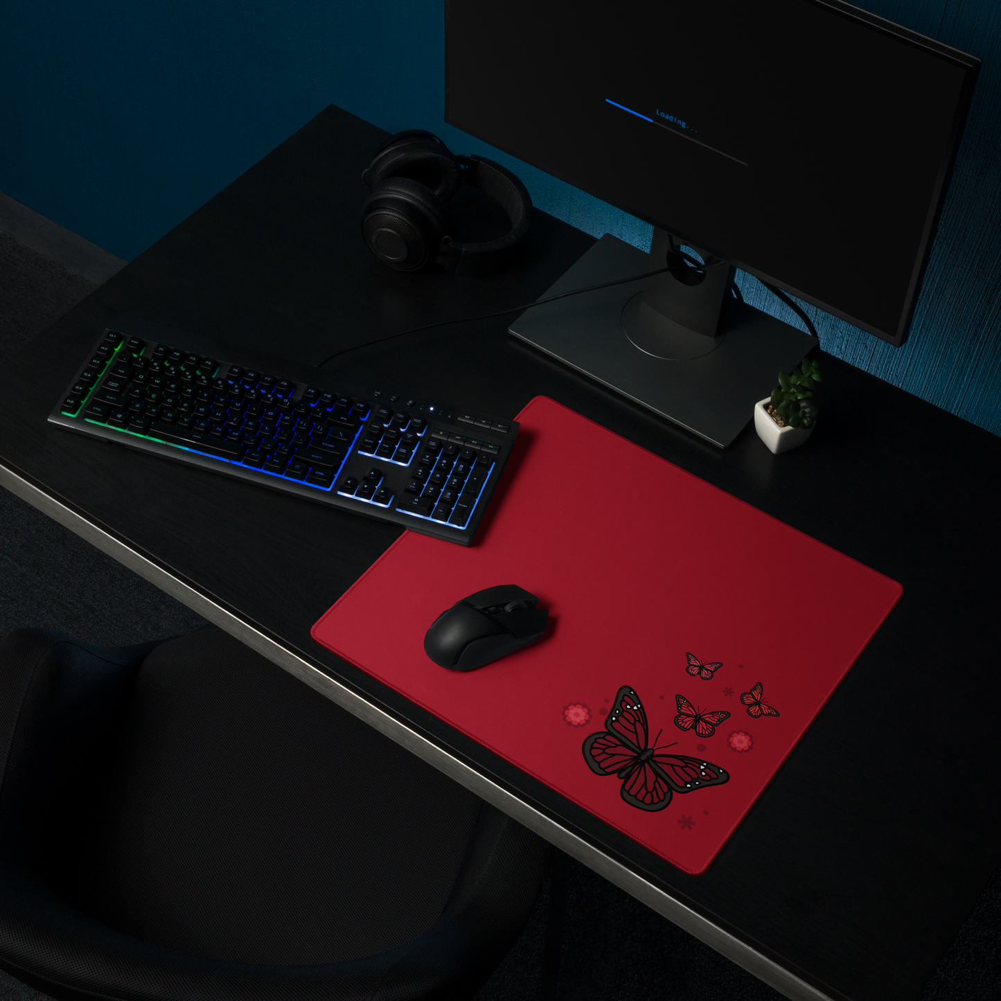 Red Butterfly Desk Mat