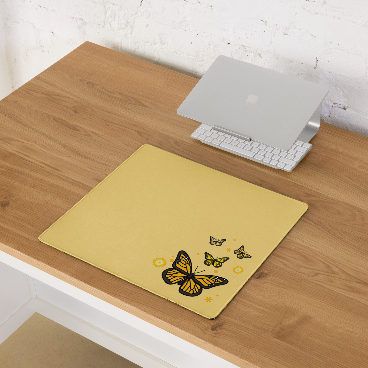 Yellow Butterfly Desk Mat