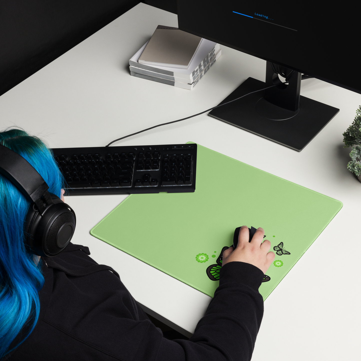 Green Butterfly Desk Mat