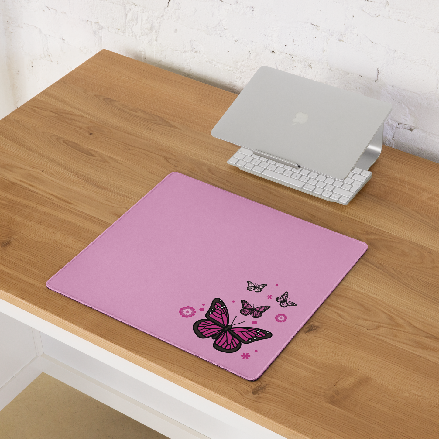 Dark Pink Butterfly Desk Mat