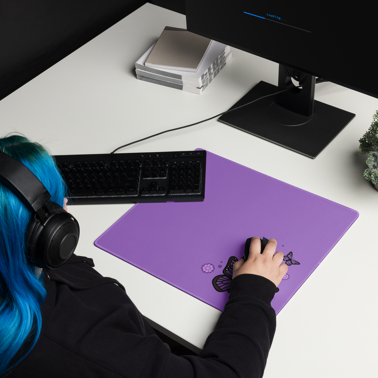 Purple Butterfly Desk Mat
