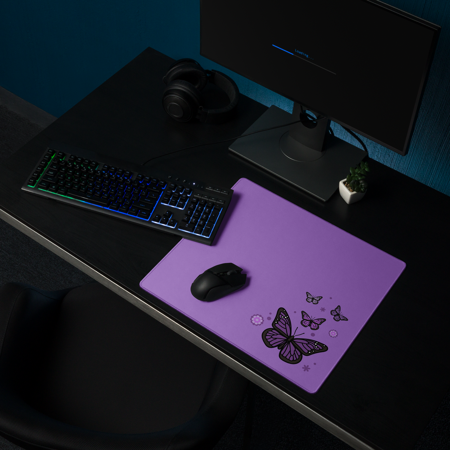 Purple Butterfly Desk Mat