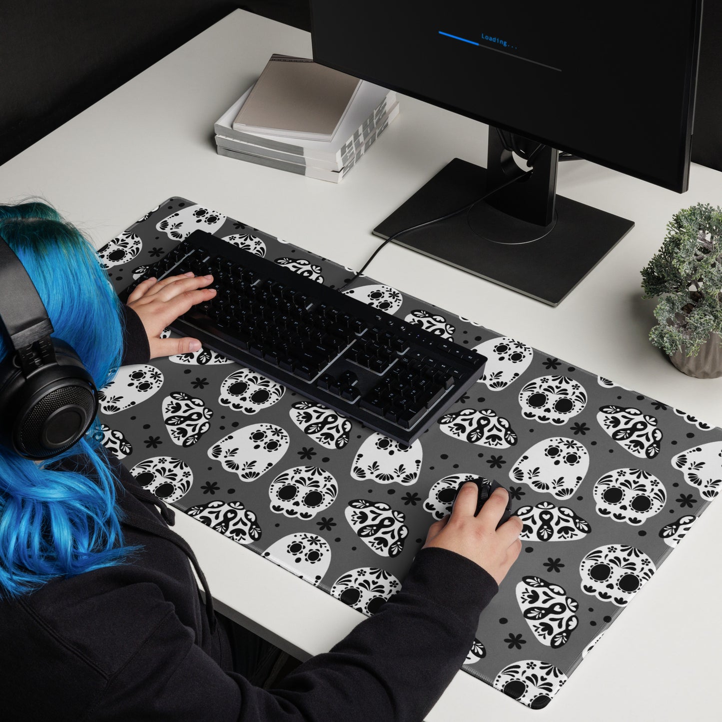 Day of the Dead Black Desk Mat