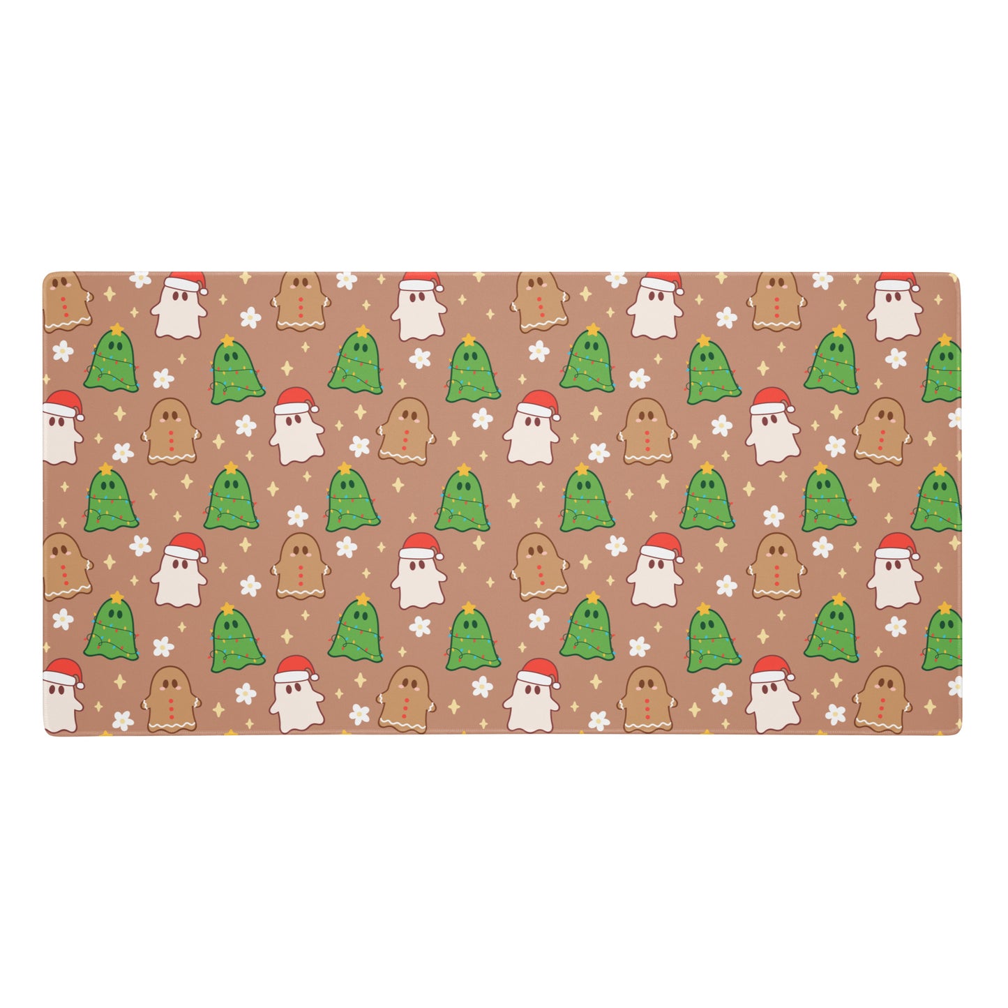 Brown Christmas Ghosts Desk Mat