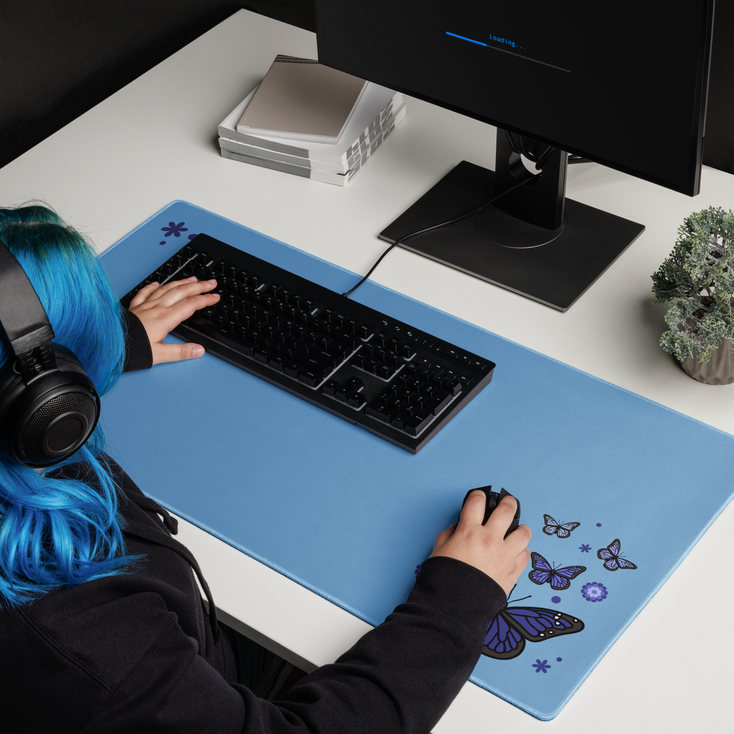 Blue Butterfly Desk Mat