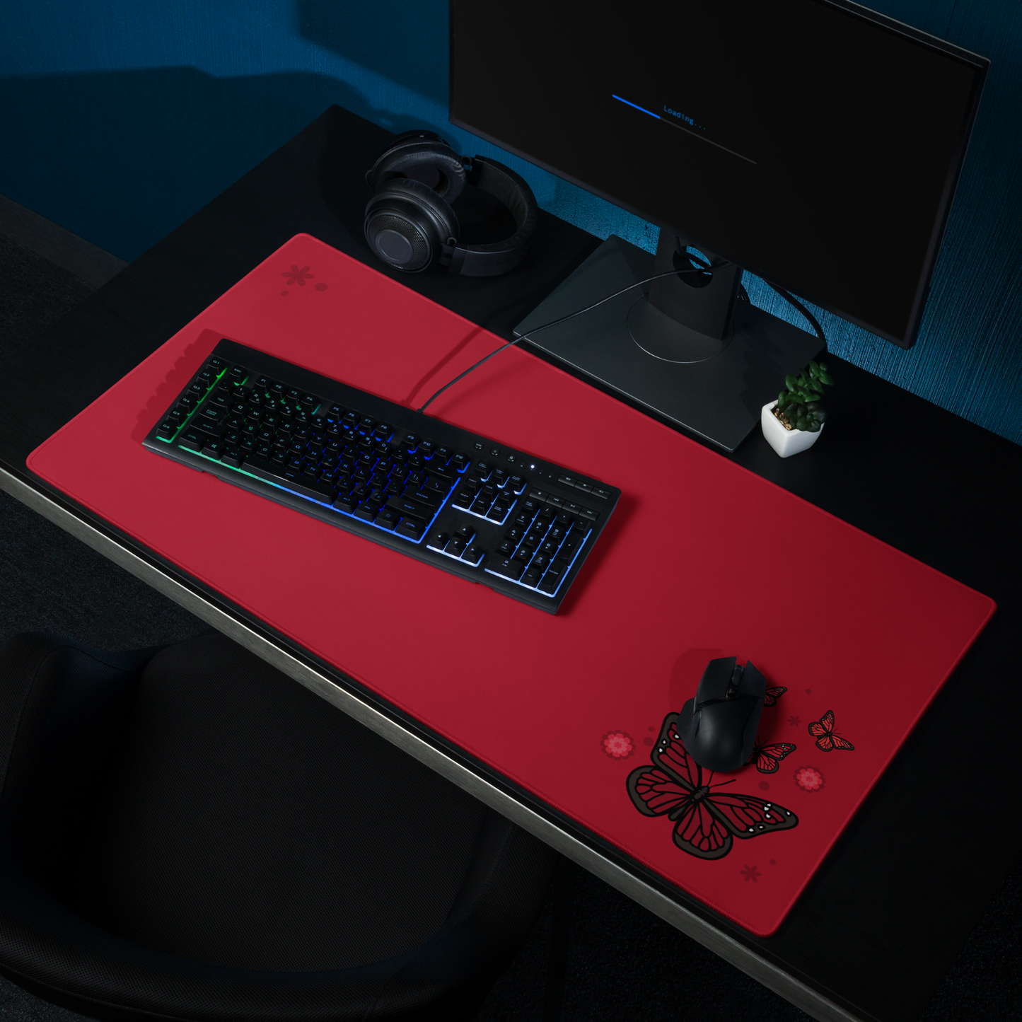 Red Butterfly Desk Mat