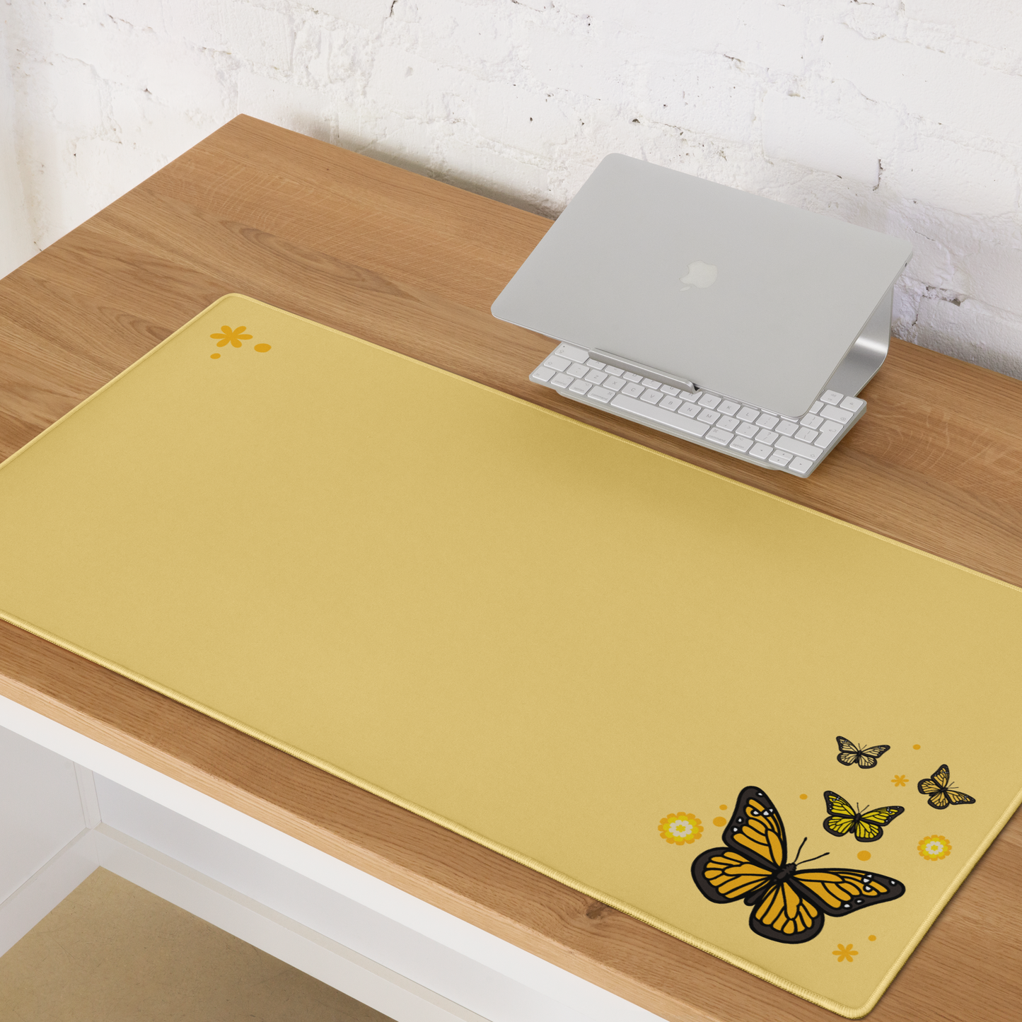 Yellow Butterfly Desk Mat