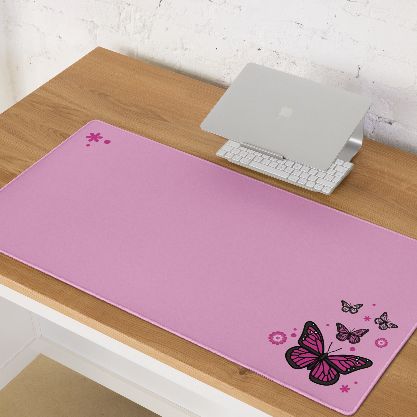 Dark Pink Butterfly Desk Mat