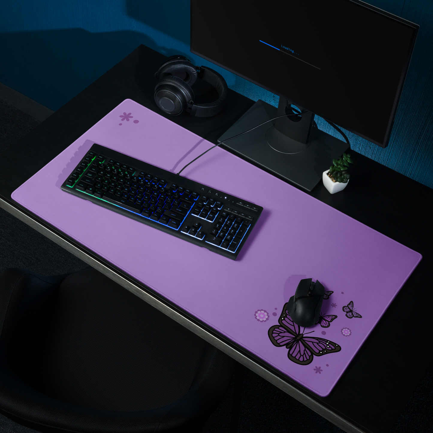 Purple Butterfly Desk Mat