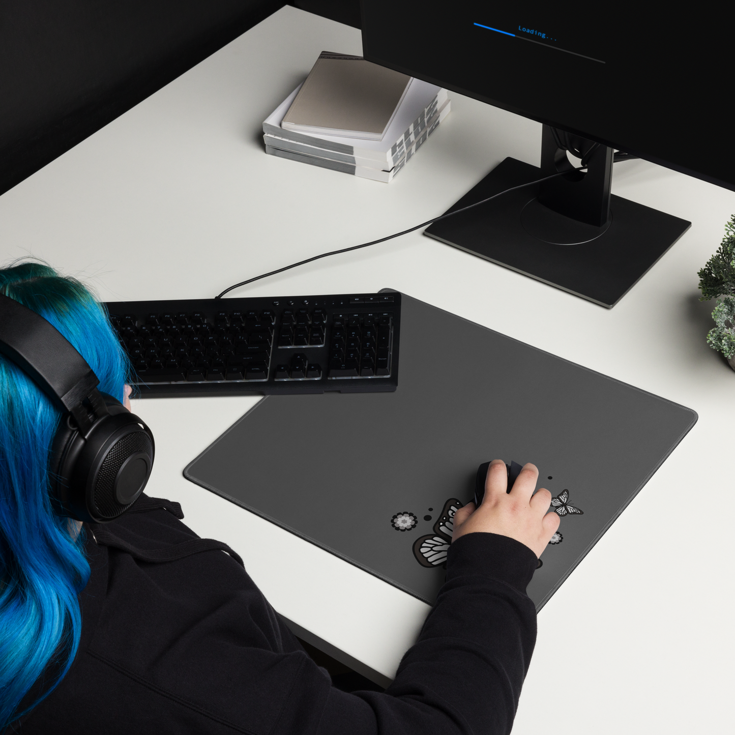 Black Butterfly Desk Mat
