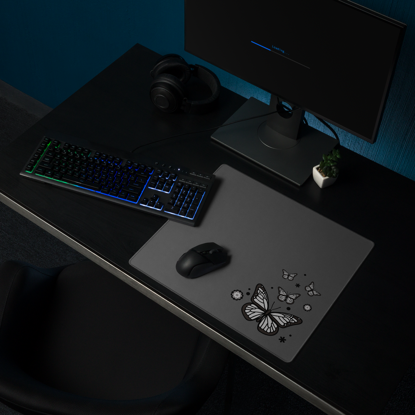 Black Butterfly Desk Mat