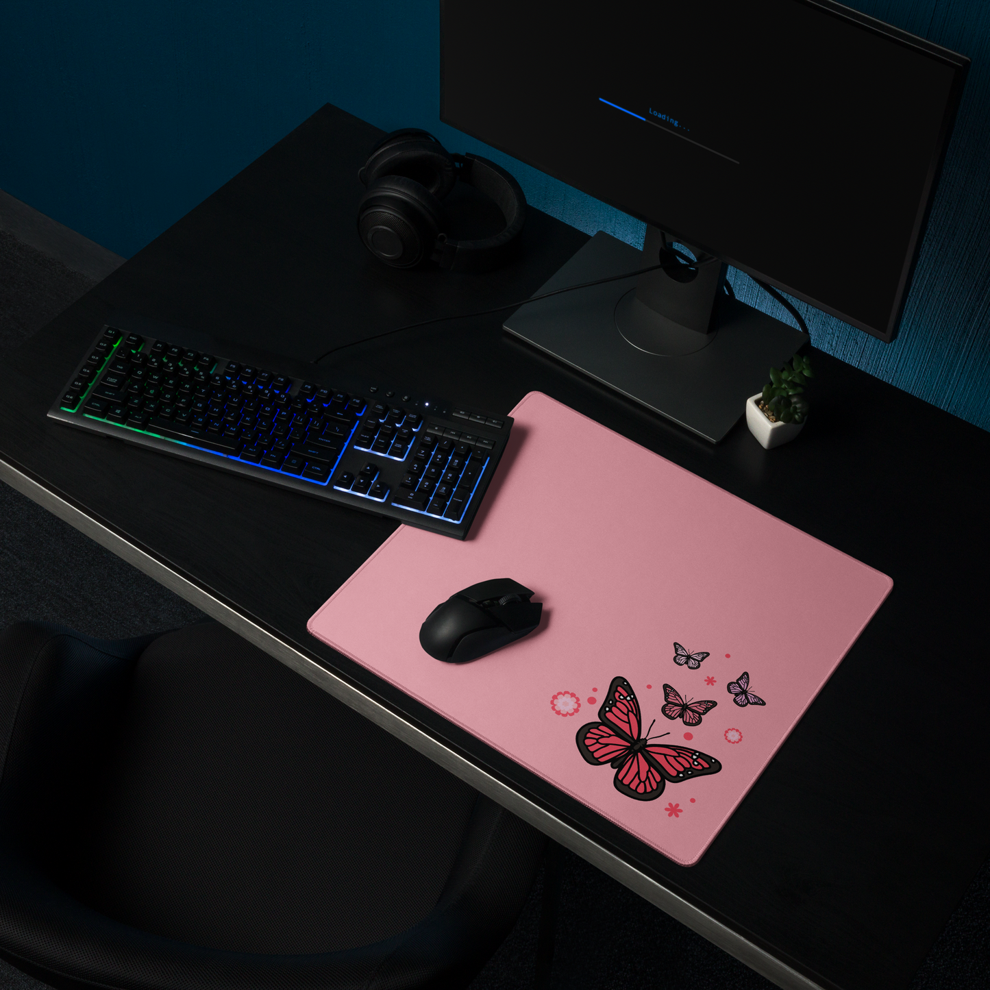 Light Pink Butterfly Desk Mat