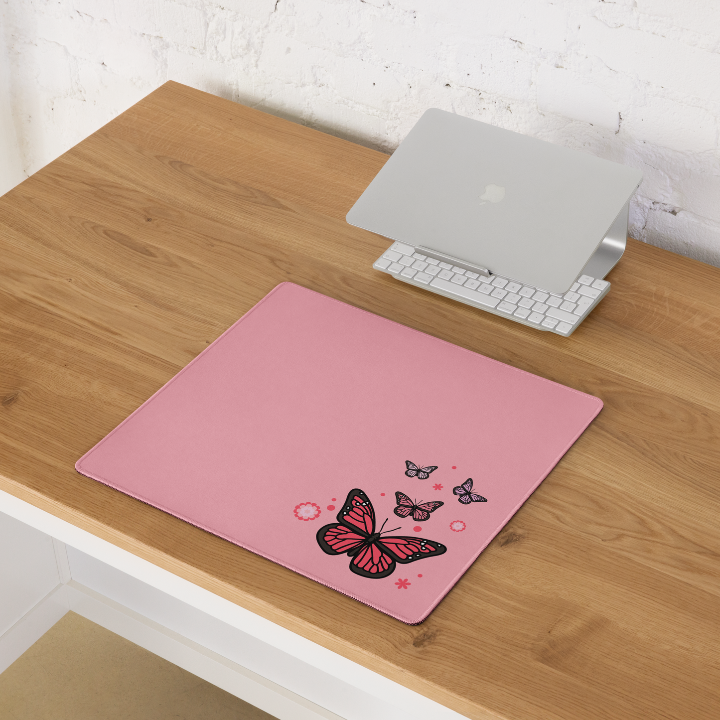 Light Pink Butterfly Desk Mat