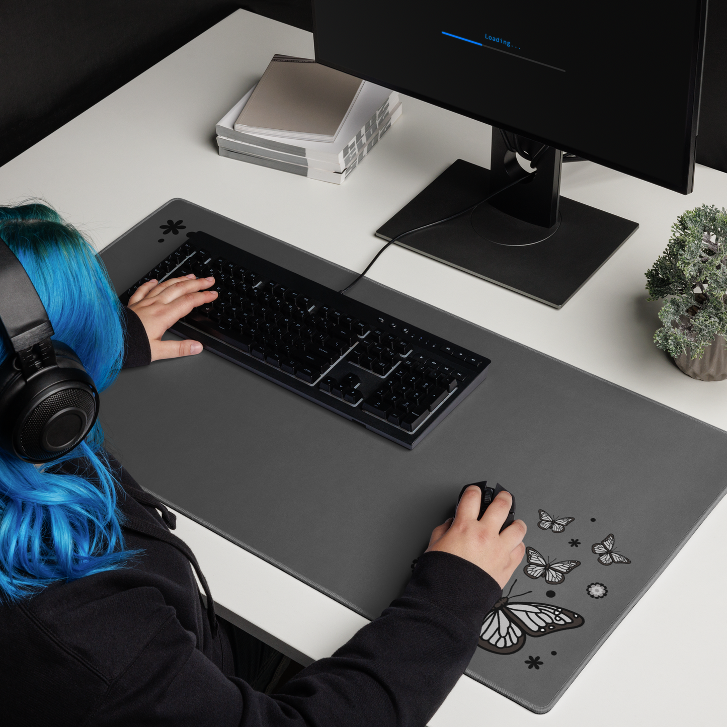 Black Butterfly Desk Mat