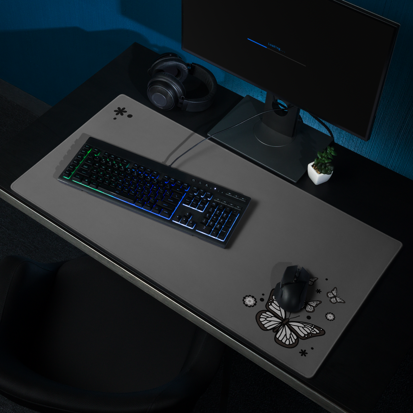 Black Butterfly Desk Mat