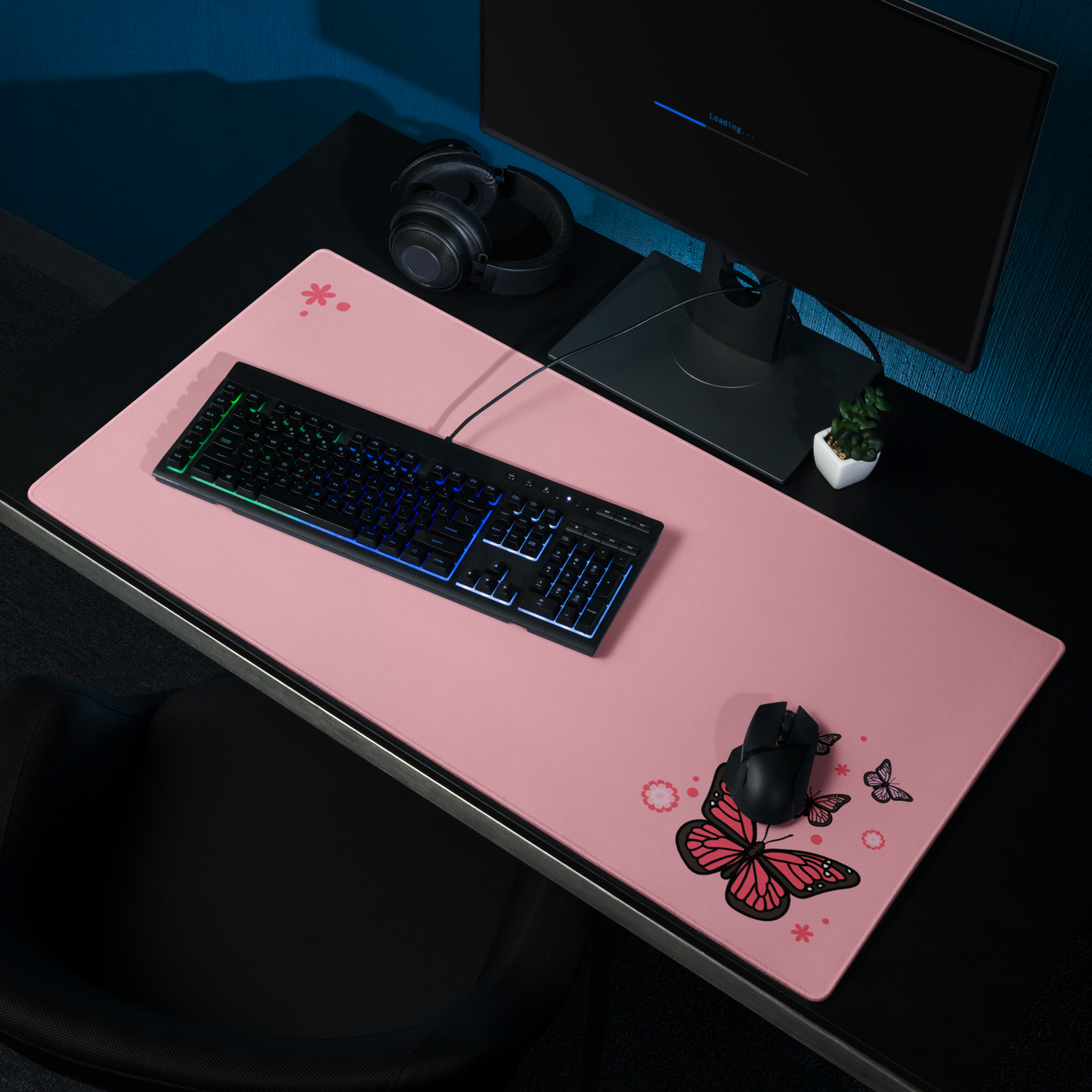Light Pink Butterfly Desk Mat