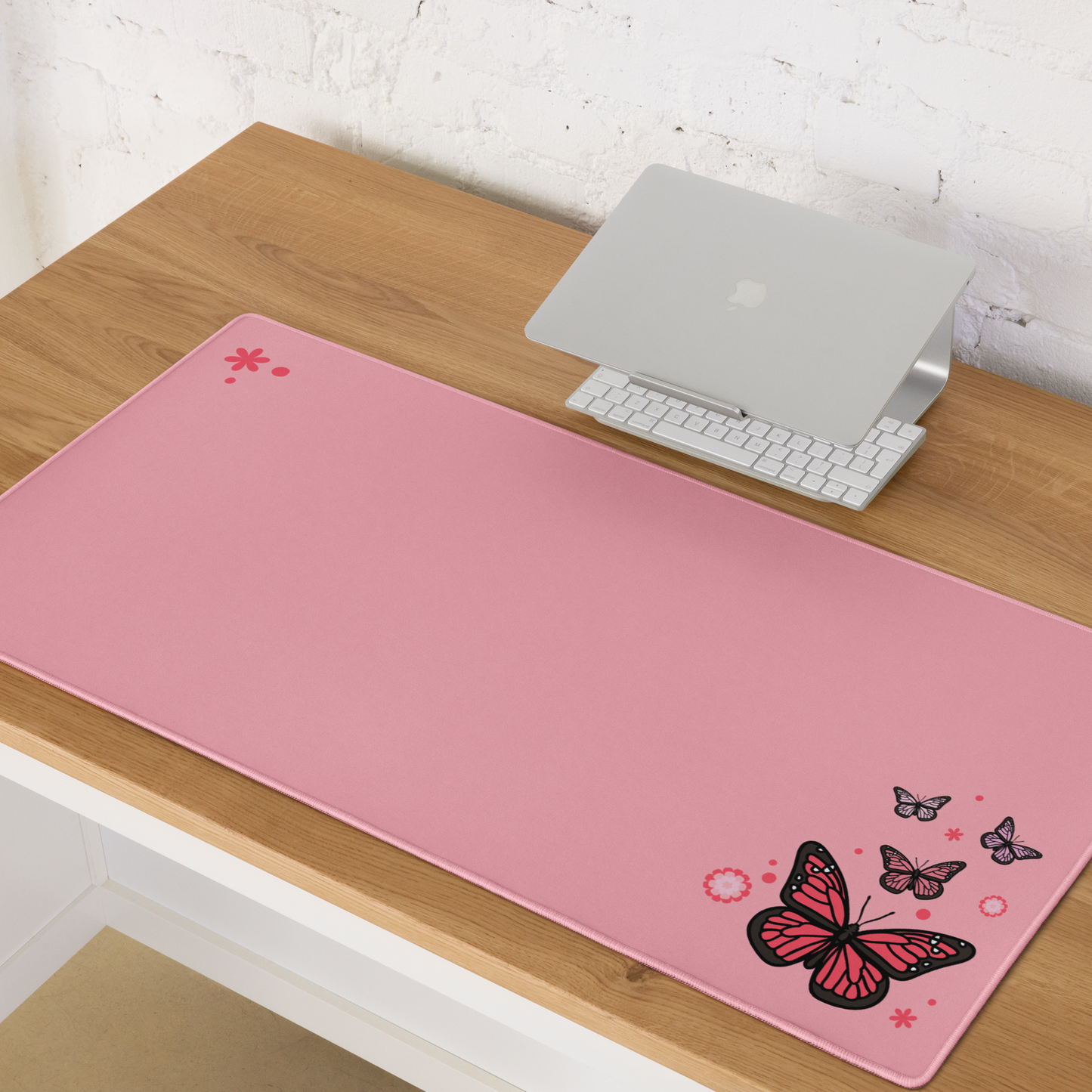 Light Pink Butterfly Desk Mat