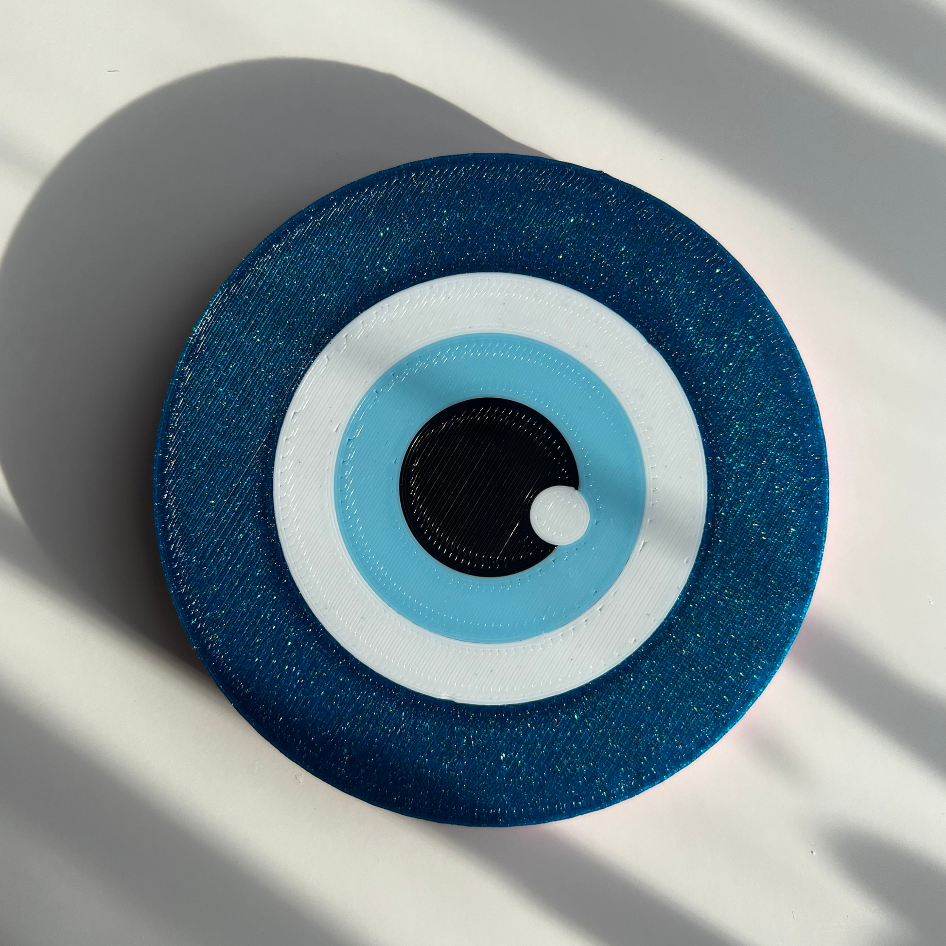 evil eye times 3 navy on white Coaster by The Best Print Shop